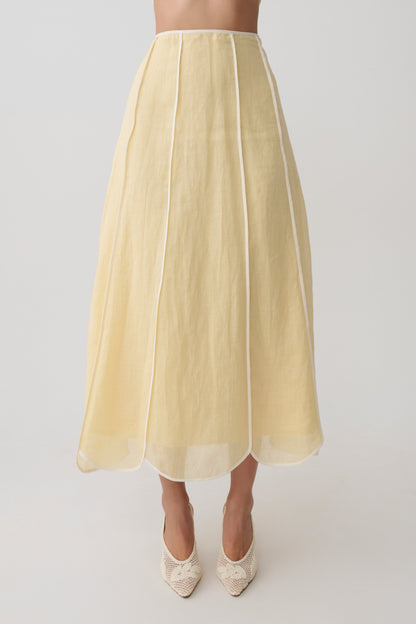 Butter Georgia Panelled Midi Dress in Butter