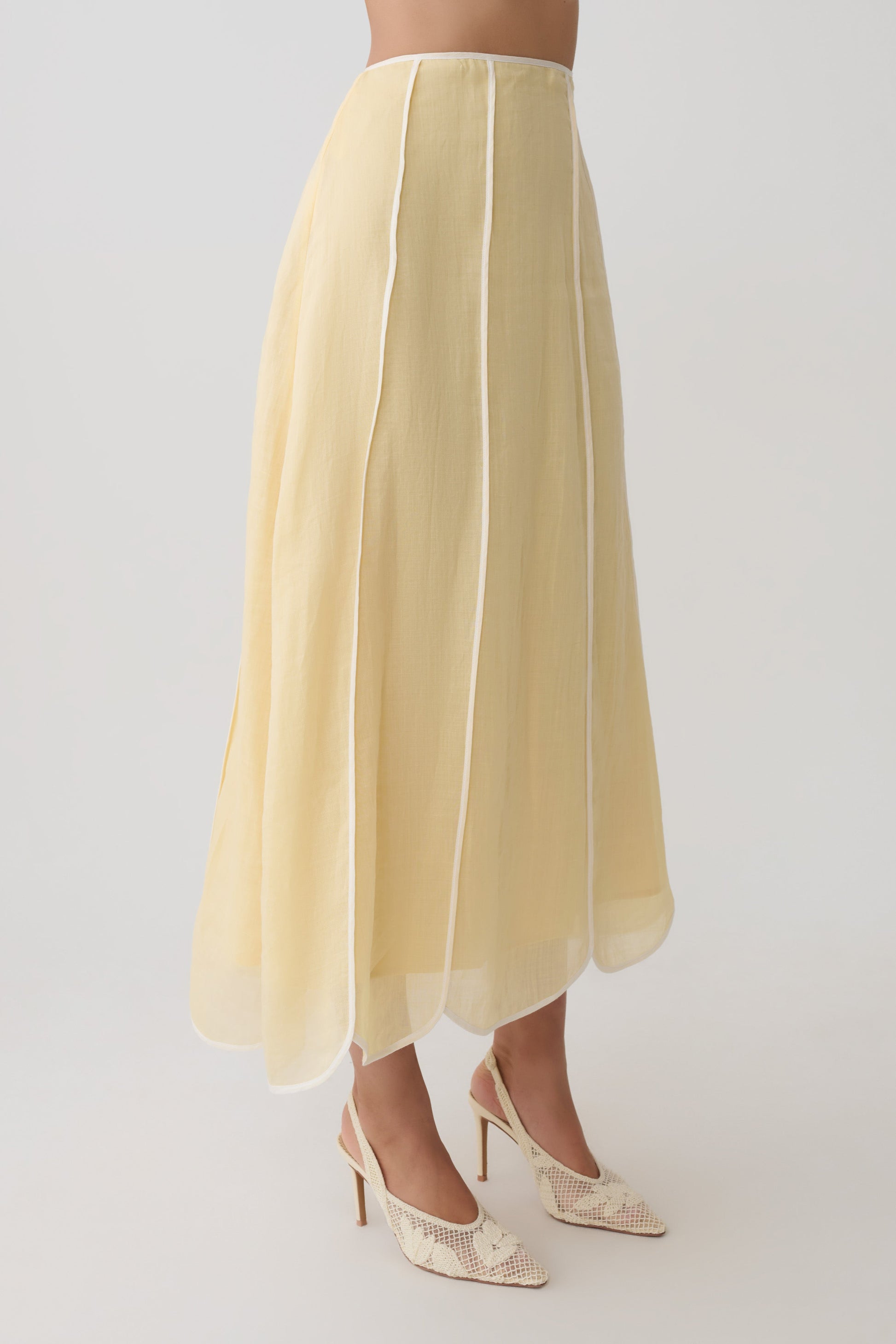 Butter Georgia Panelled Midi Dress in Butter