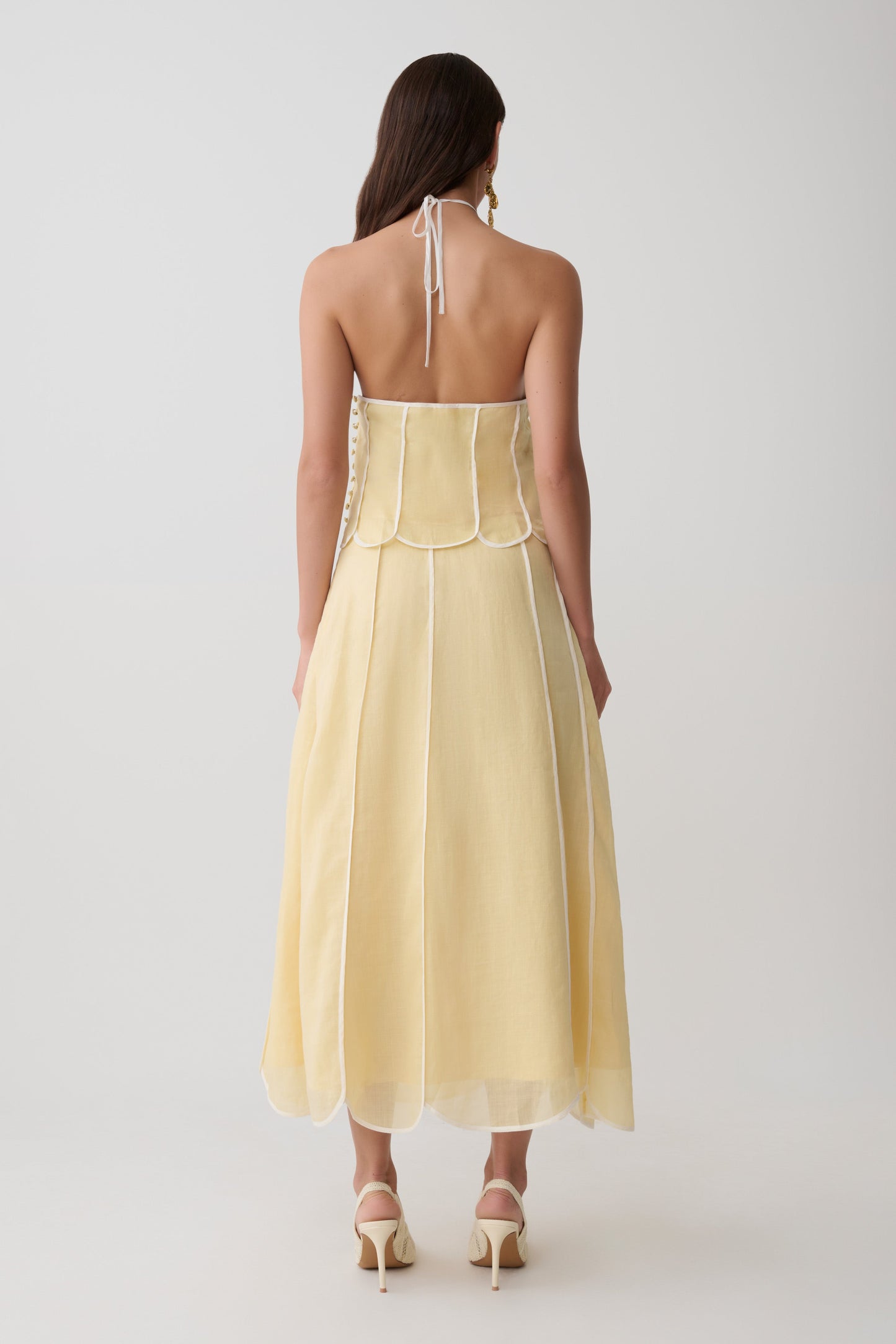 Butter Georgia Panelled Midi Dress in Butter