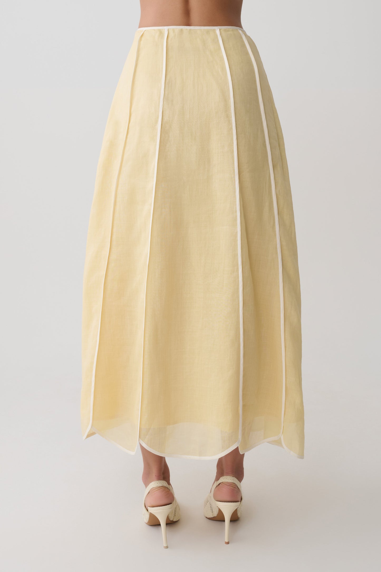 Butter Georgia Panelled Midi Dress in Butter