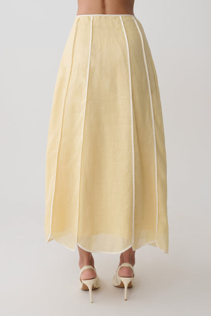 Butter Georgia Panelled Midi Dress in Butter