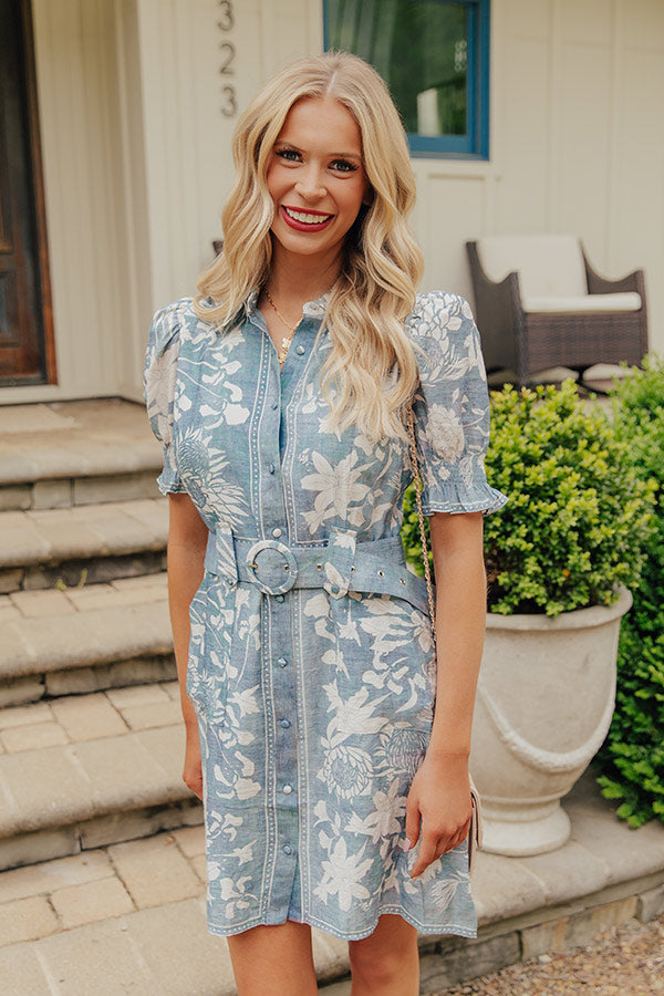 Blue Garden Society Floral Mini Dress in Green