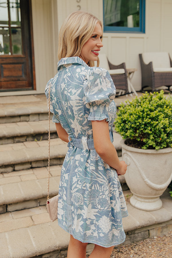 Blue Garden Society Floral Mini Dress in Green