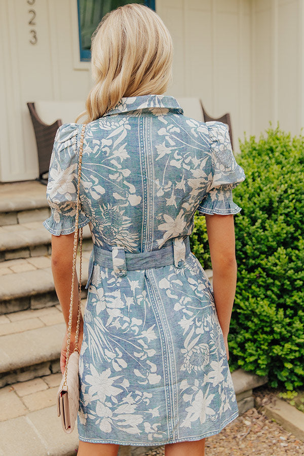 Blue Garden Society Floral Mini Dress in Blue - L / blue