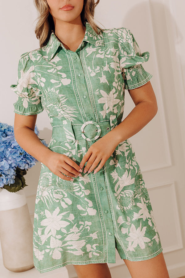 Green Garden Society Floral Mini Dress in Blue - L / blue