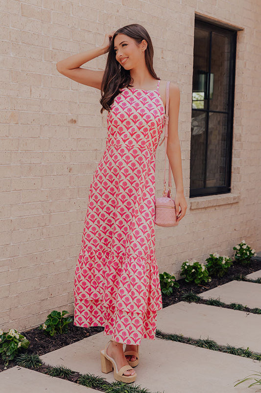 pink Meadow Bloom Floral Midi Dress - M / pink