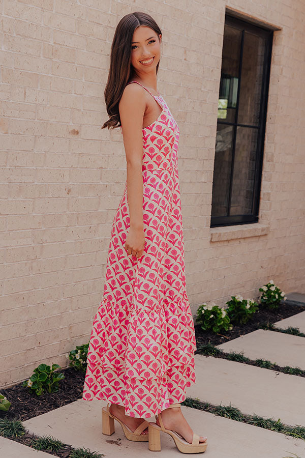 pink Meadow Bloom Floral Midi Dress - M / pink