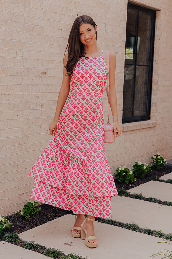 pink Meadow Bloom Floral Midi Dress - M / pink