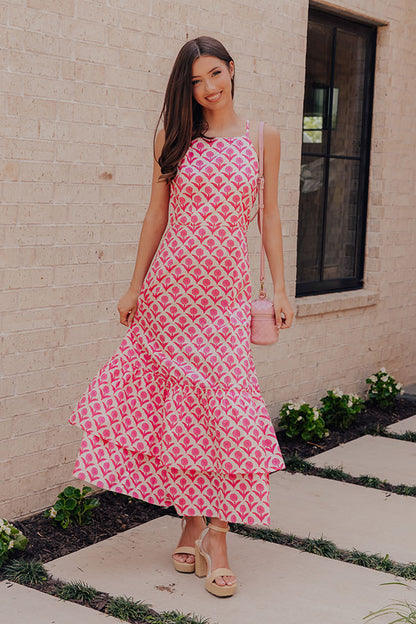 pink Meadow Bloom Floral Midi Dress - M / pink