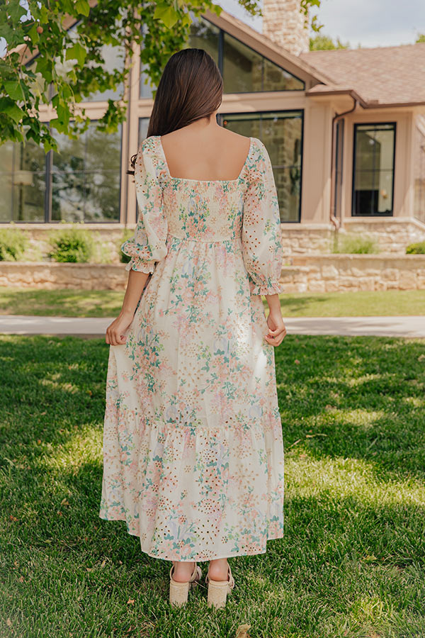 Romance Floral Smocked Eyelet Midi Dress Margot Smocked Eyelet Midi Dress