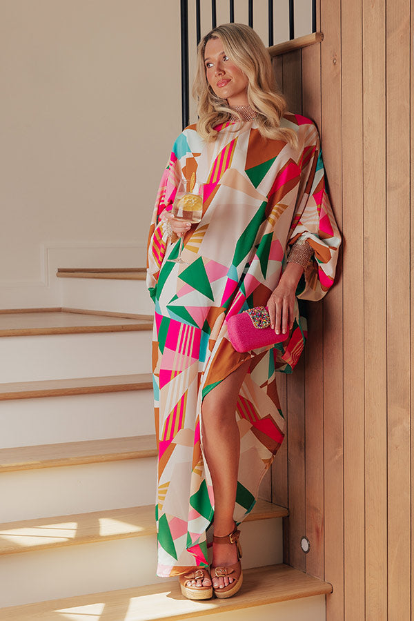 hot-pink Valencia Mosaic Asymmetrical Mini Dress