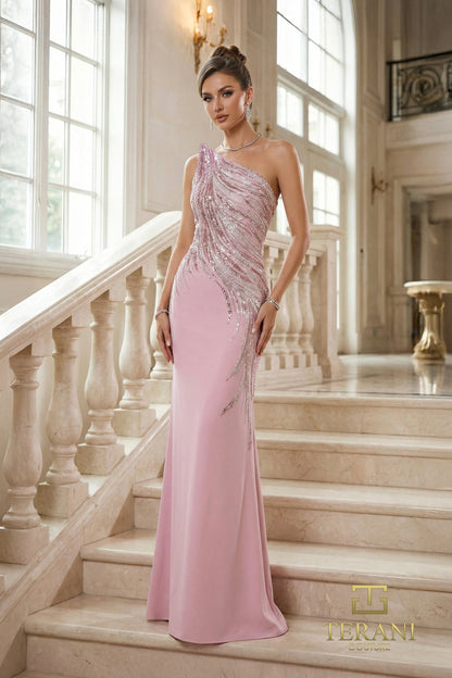 Length Sequin Formal Sheath Terani 262E7354 Alexandra Jacquard Floor-Length Dress