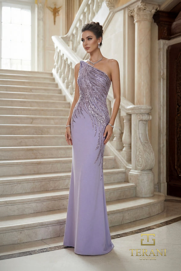 Length Sequin Formal Sheath Terani 262E7354 Alexandra Jacquard Floor-Length Dress