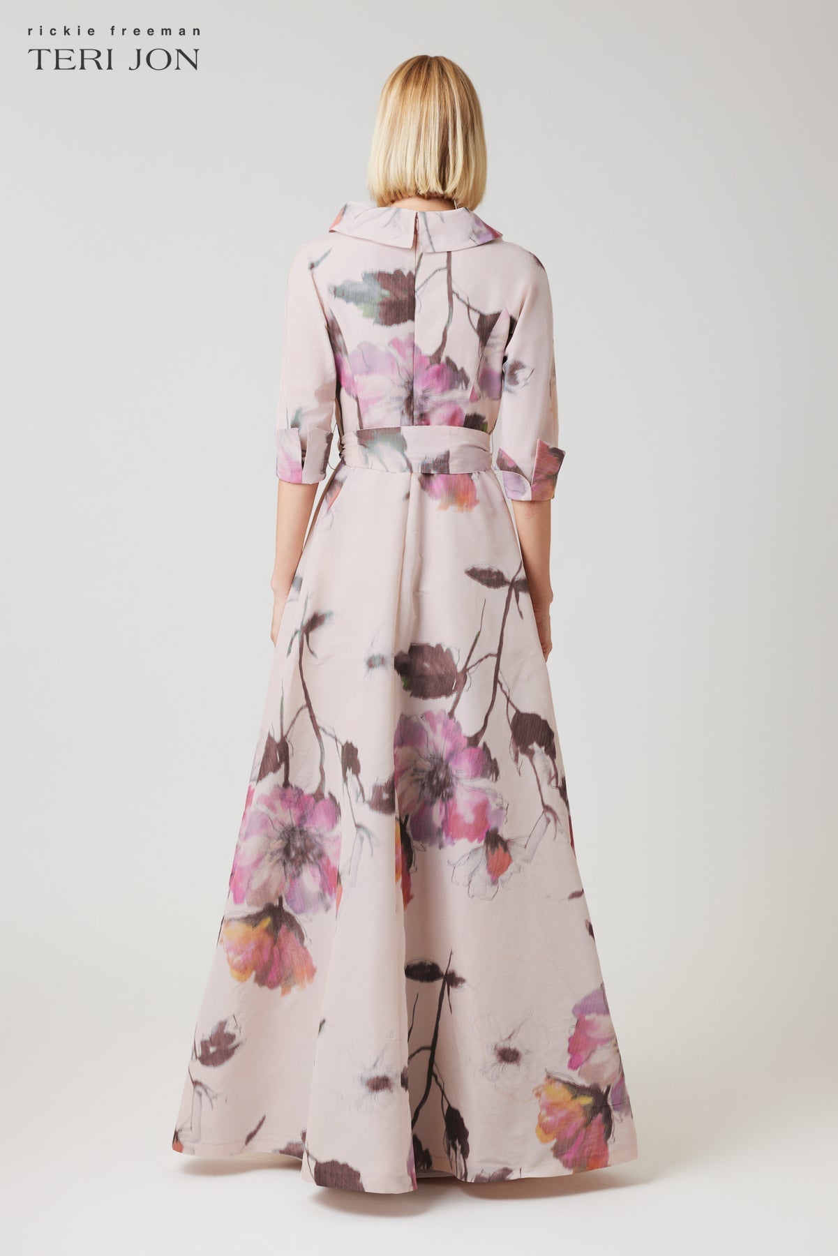 Blush Multi Isabelle Taffeta Shirt Gown in Blush Multi