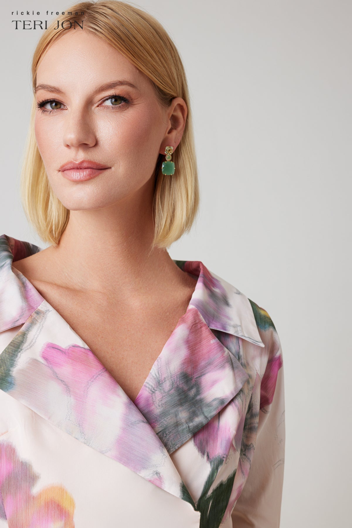 Cream Multi Isabelle Taffeta Shirt Gown in Blush Multi