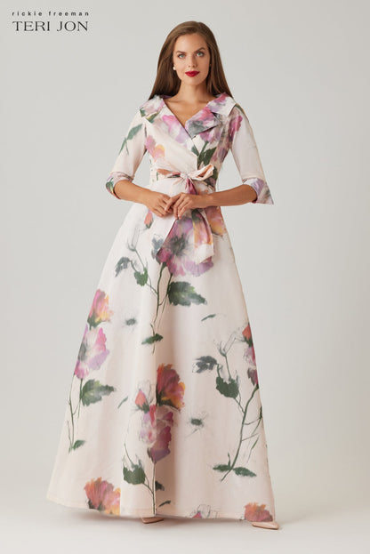 Blush Multi Isabelle Taffeta Shirt Gown in Blush Multi