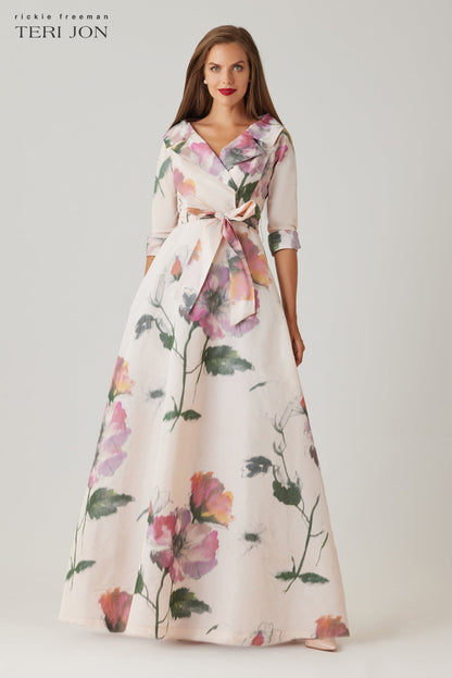 Blush Multi Isabelle Taffeta Shirt Gown in Blush Multi