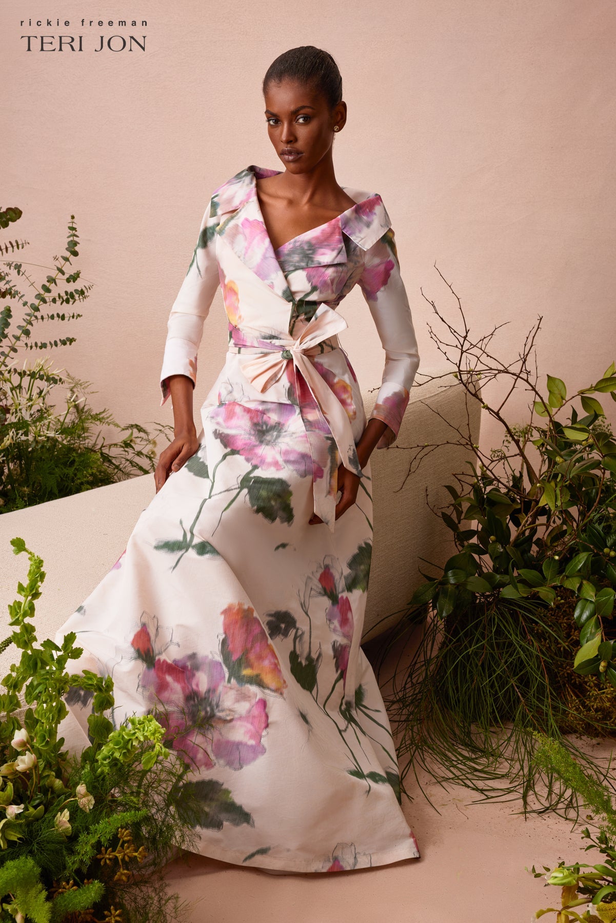 Blush Multi Isabelle Taffeta Shirt Gown in Blush Multi