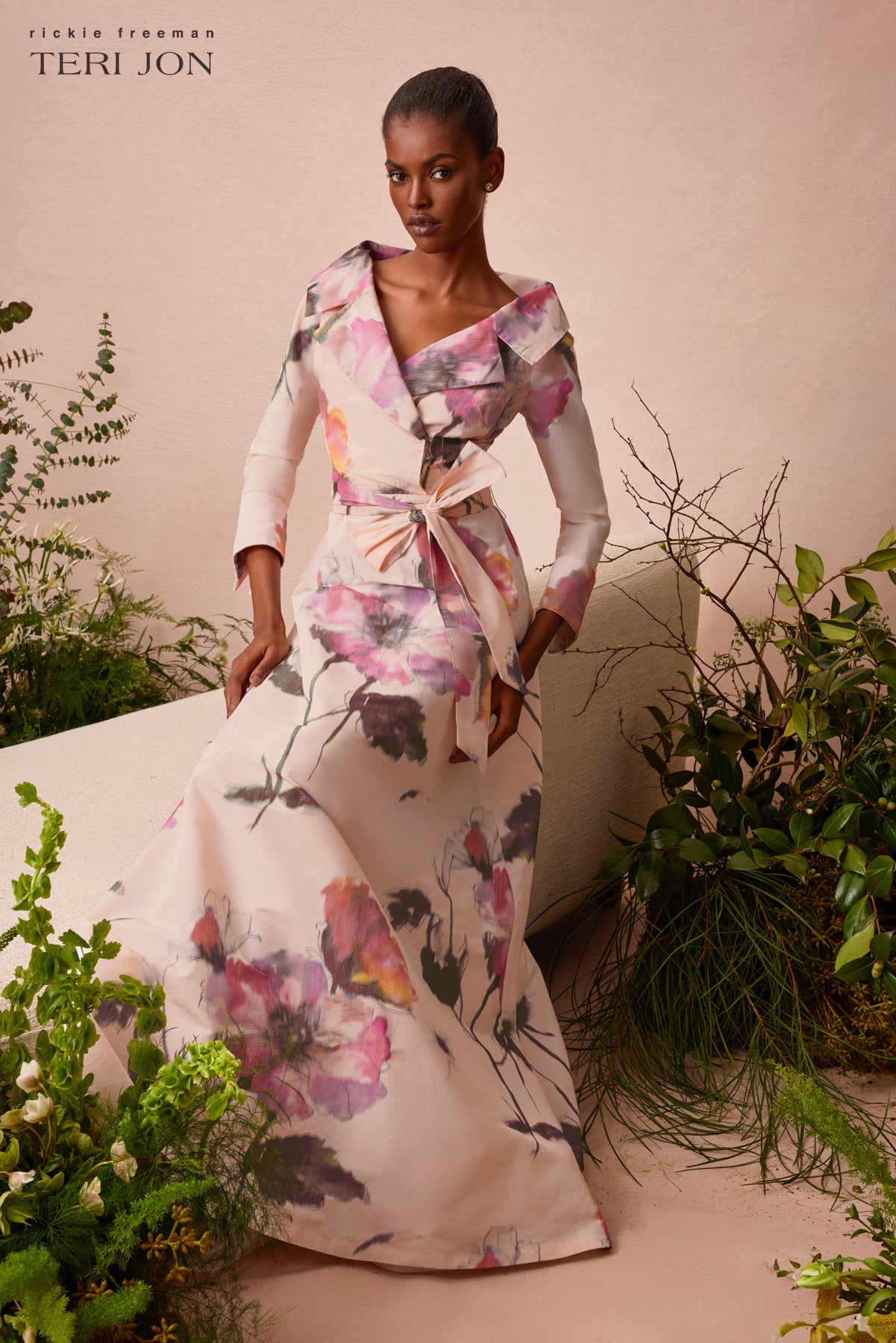 Blush Multi Isabelle Taffeta Shirt Gown in Blush Multi