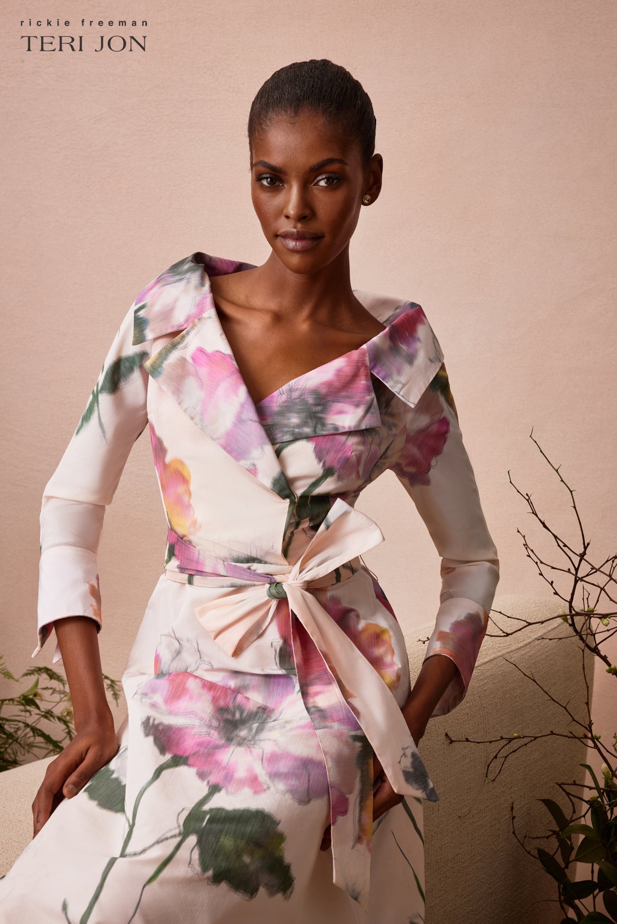 Blush Multi Isabelle Taffeta Shirt Gown in Blush Multi