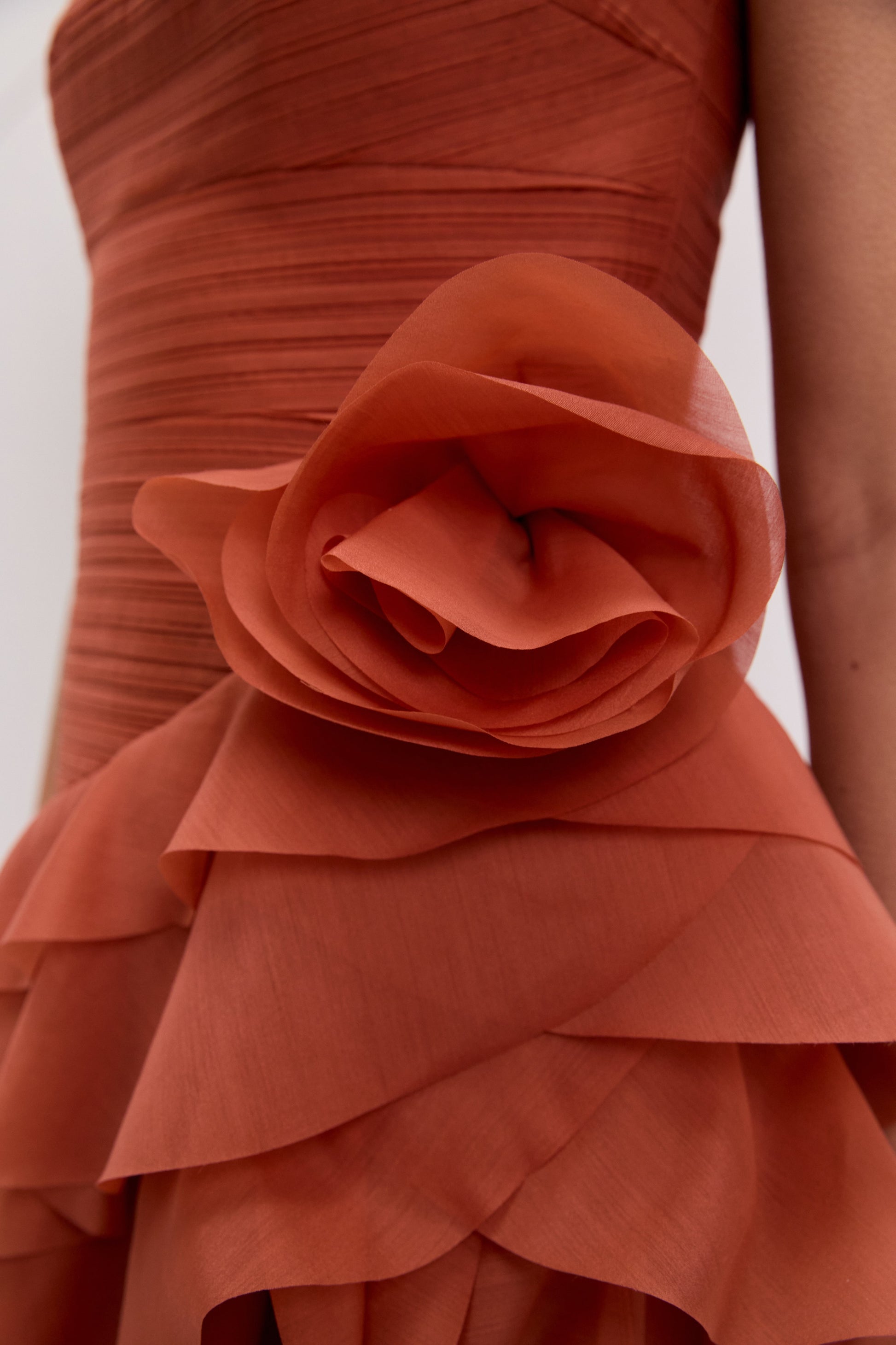CORAL CLAY Margot Canyon Crepe Gown