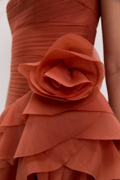 CORAL CLAY Margot Canyon Crepe Gown