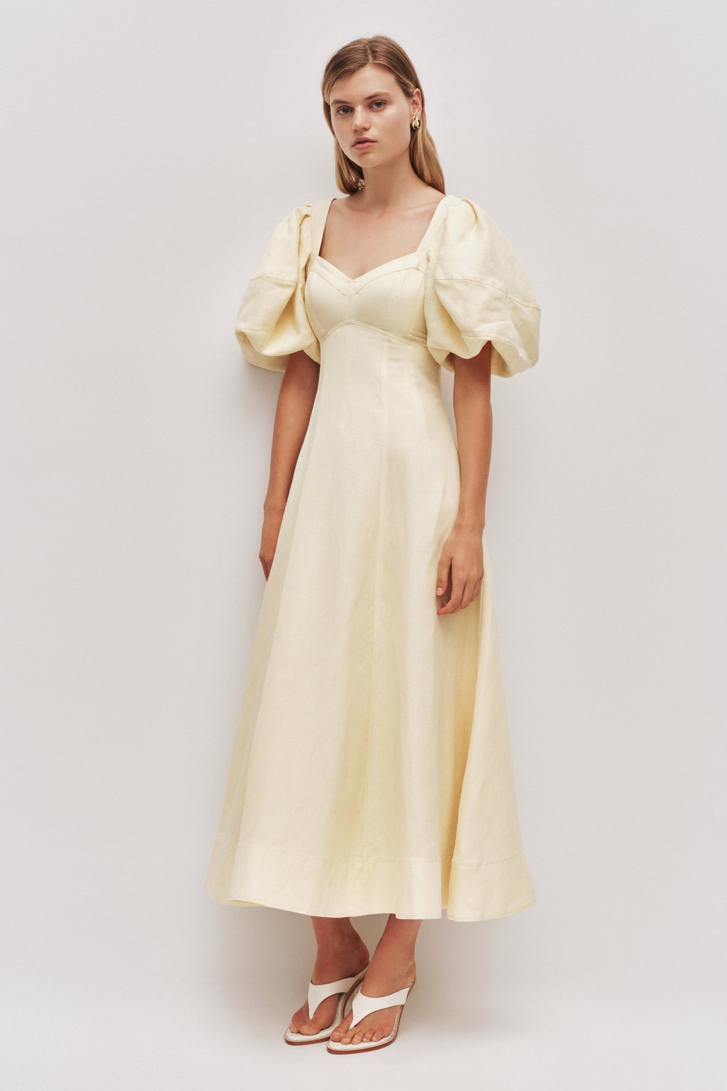 PASTEL YELLOW Sunlee Silk Midi Dress