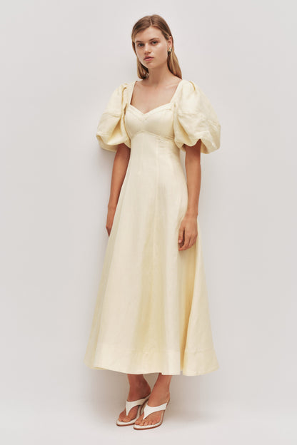PASTEL YELLOW Sunlee Silk Midi Dress