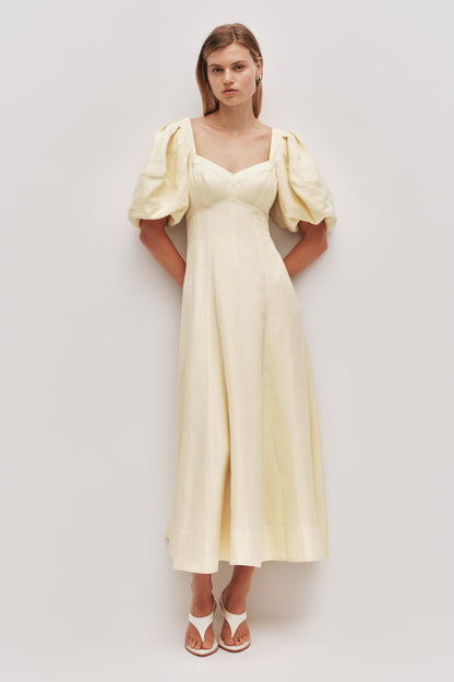 PASTEL YELLOW Sunlee Silk Midi Dress