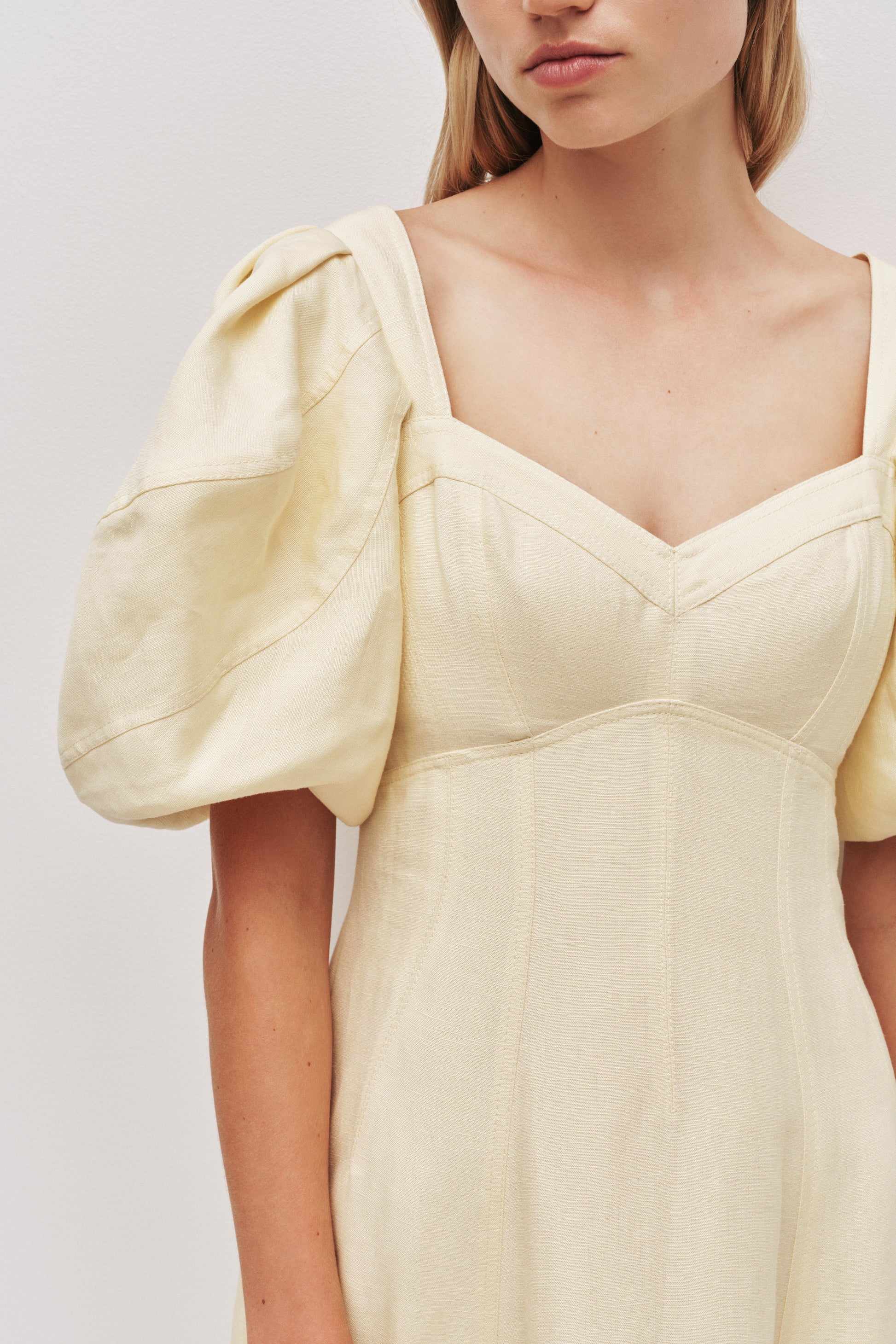 PASTEL YELLOW Sunlee Silk Midi Dress