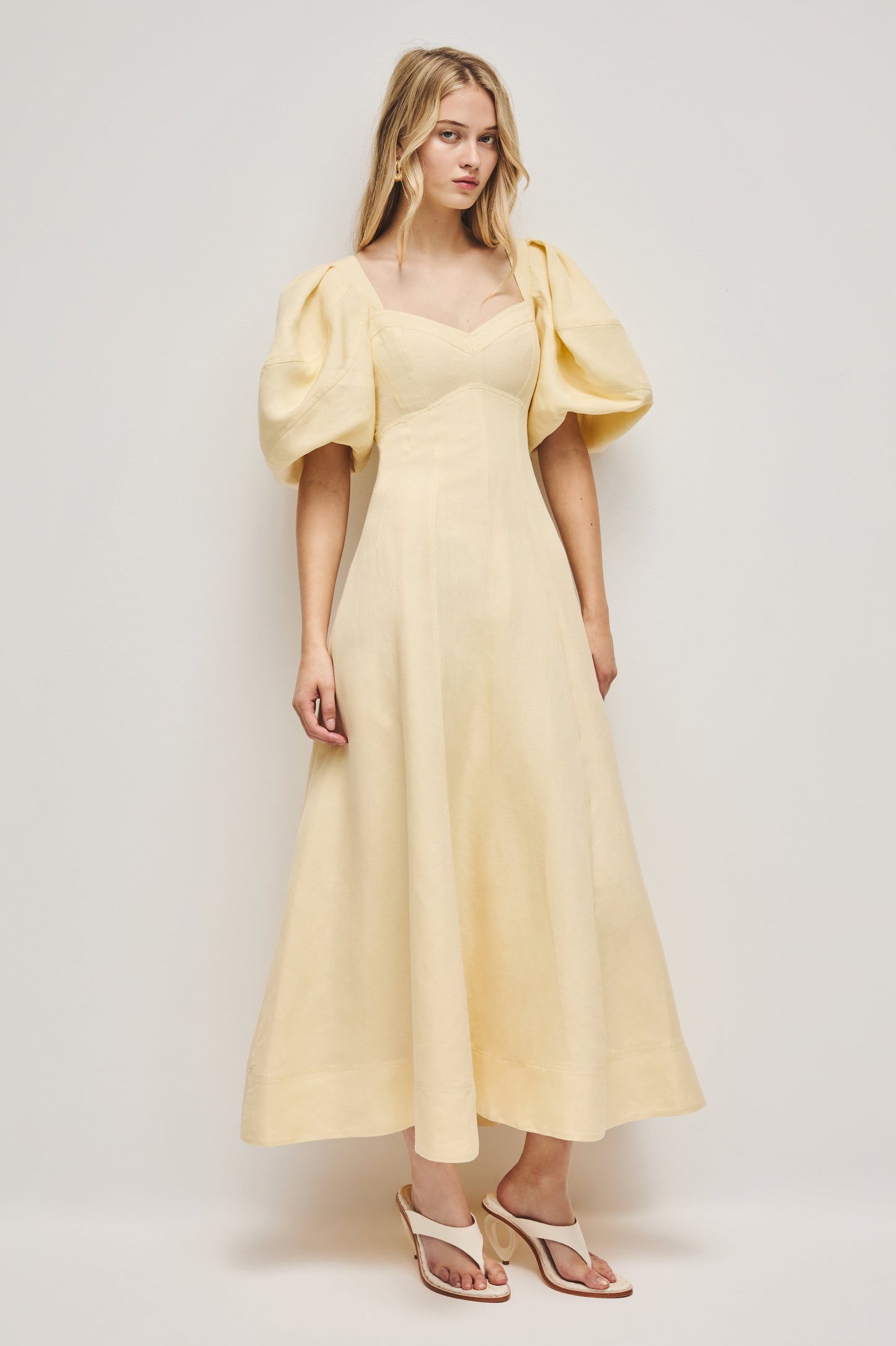 PASTEL YELLOW Sunlee Silk Midi Dress