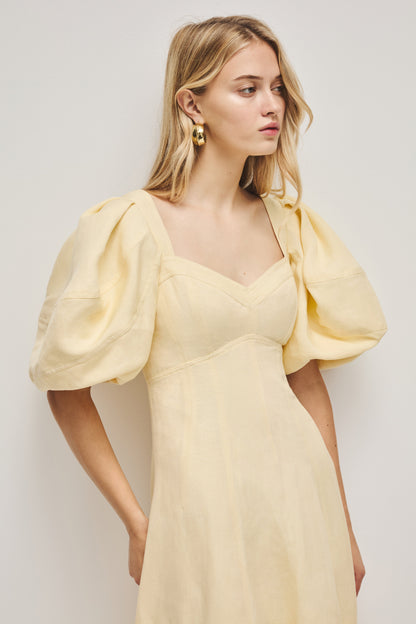 PASTEL YELLOW Sunlee Silk Midi Dress