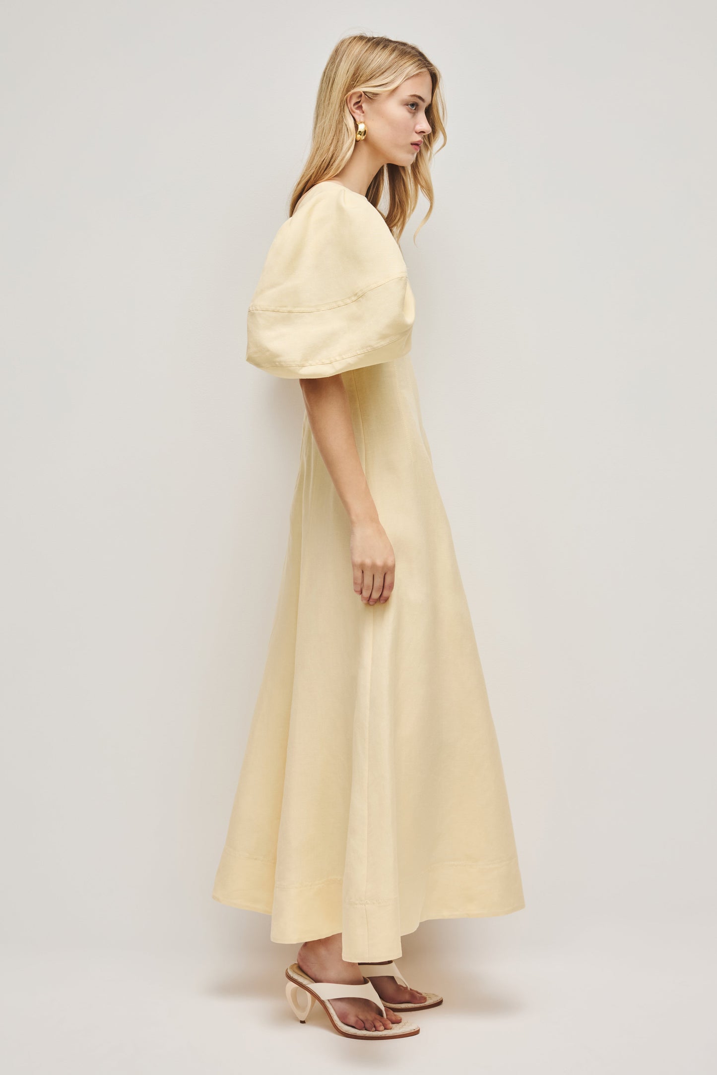 PASTEL YELLOW Sunlee Silk Midi Dress