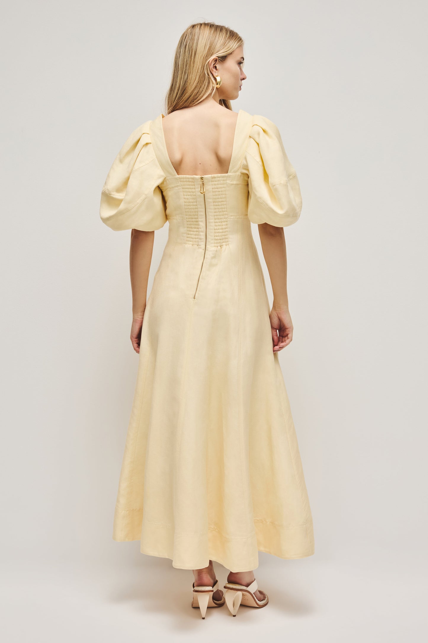 PASTEL YELLOW Sunlee Silk Midi Dress