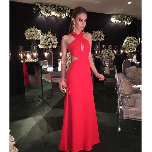 Sexy Mermaid Halter Red Long Prom Dresses P1803 - Custom Color(Add Your Color On ”Order special instructions“ ） / US14