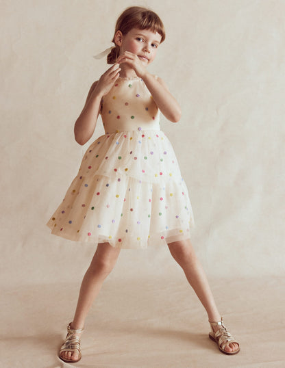 Soft Ivory Multi Spot Margot Polka Dot Occasion Dress