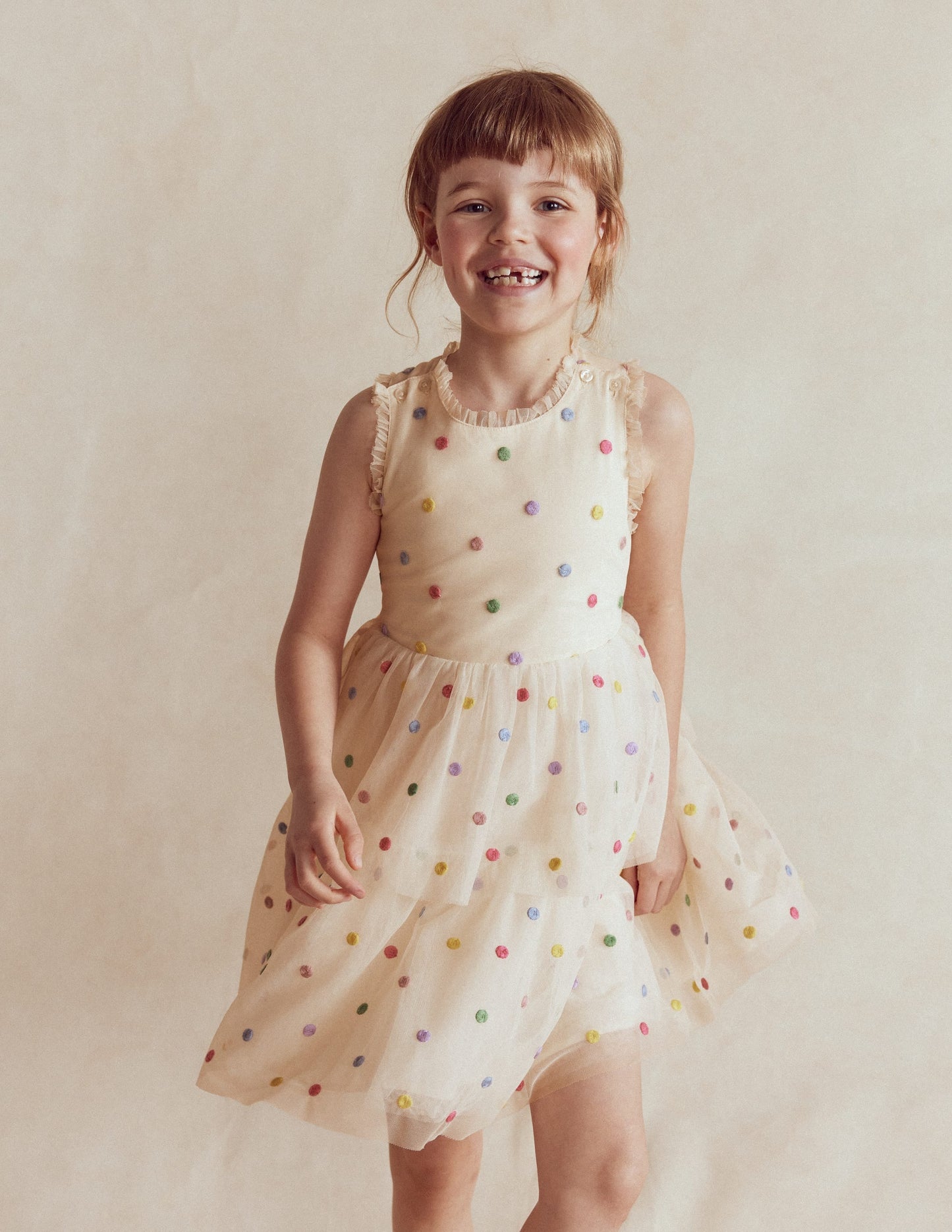 Soft Ivory Multi Spot Margot Polka Dot Occasion Dress