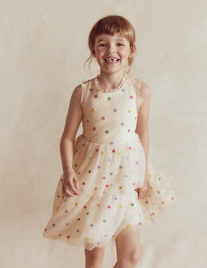 Soft Ivory Multi Spot Margot Polka Dot Occasion Dress