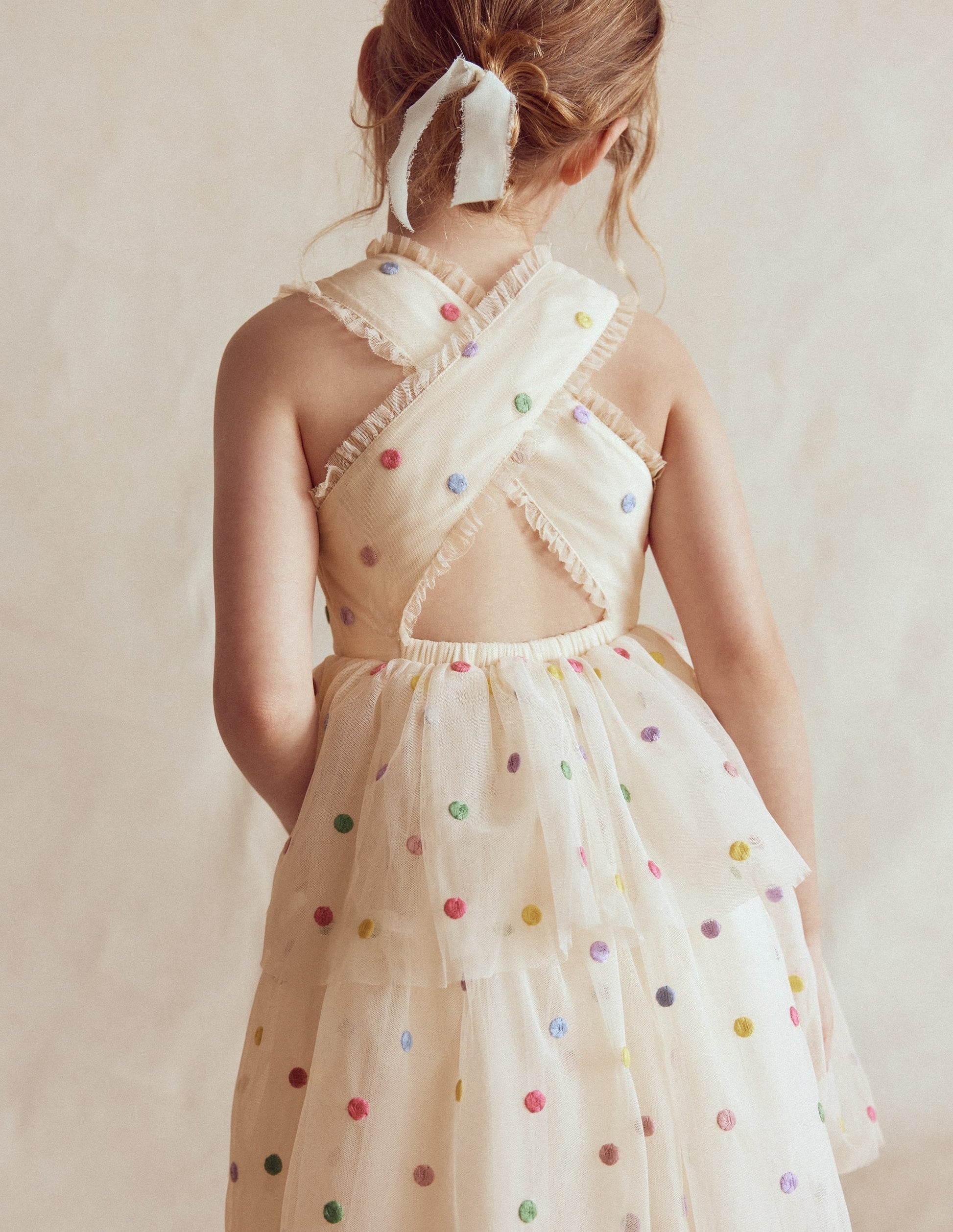 Soft Ivory Multi Spot Margot Polka Dot Occasion Dress