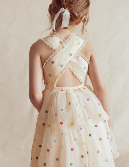 Soft Ivory Multi Spot Margot Polka Dot Occasion Dress