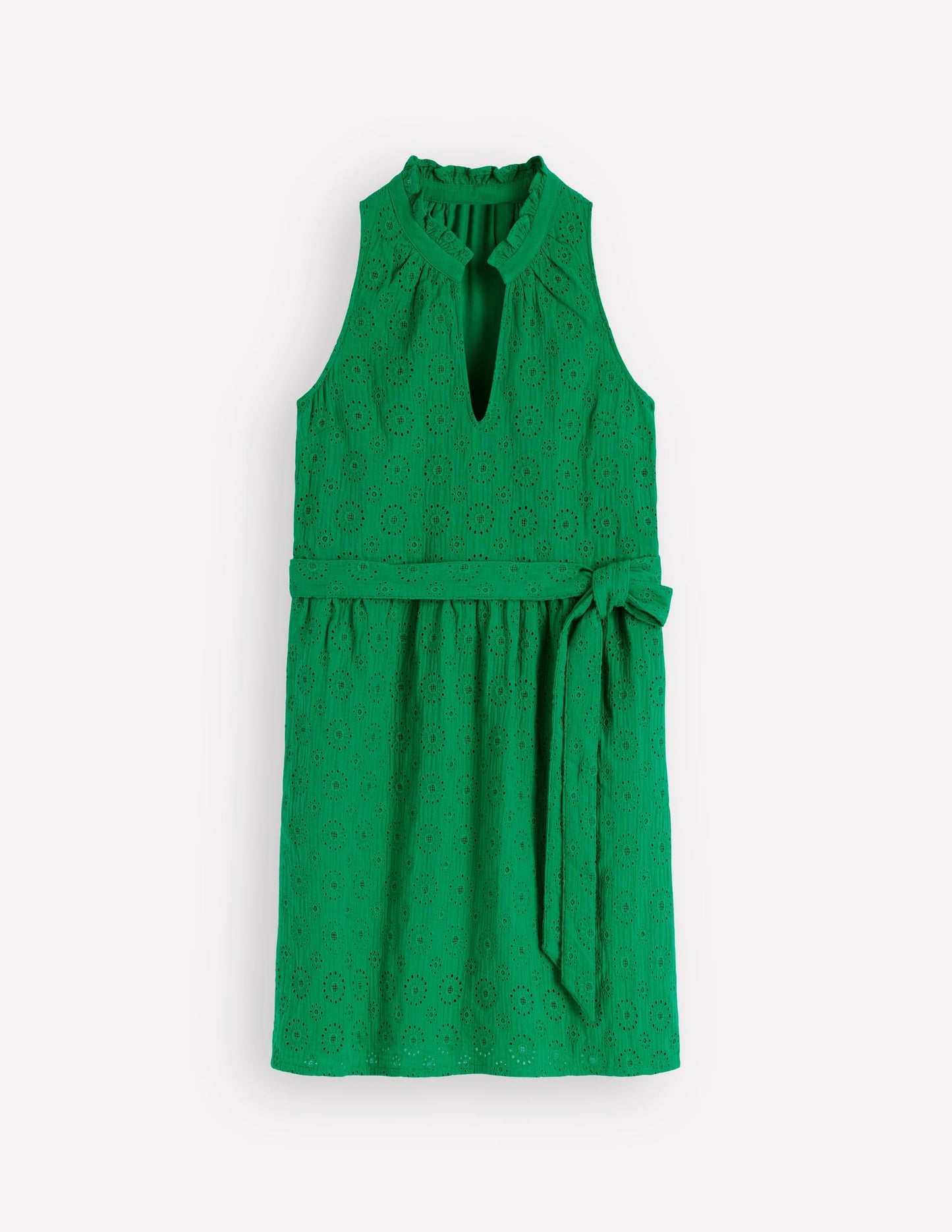 Highland Green Broderie Vivienne Double Cloth Short Dress in Deep Wisteria