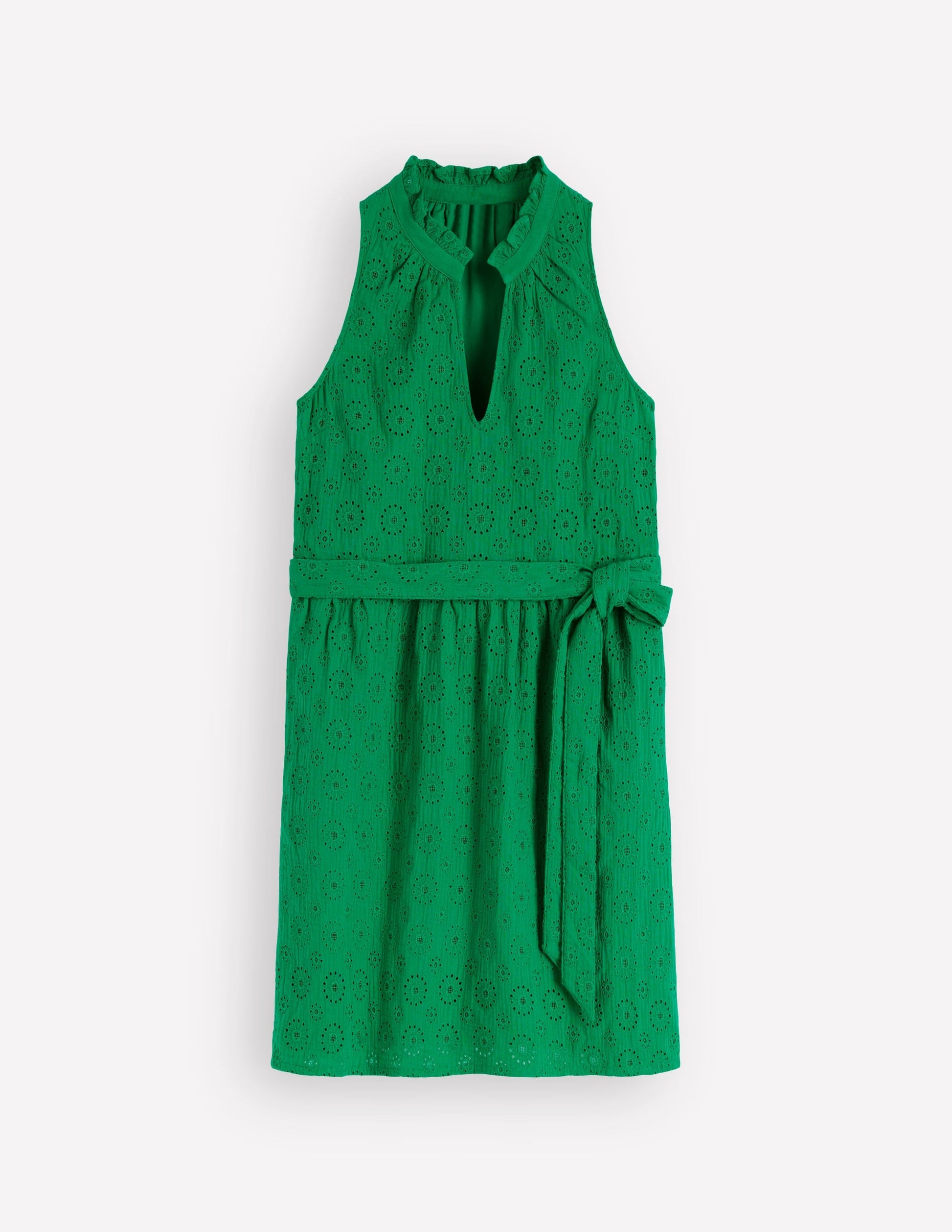 Highland Green Broderie Vivienne Double Cloth Short Dress in Deep Wisteria