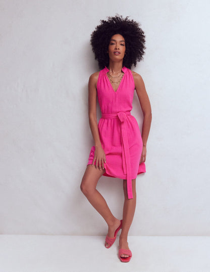 Pink Peony Vivienne Double Cloth Short Dress in Deep Wisteria