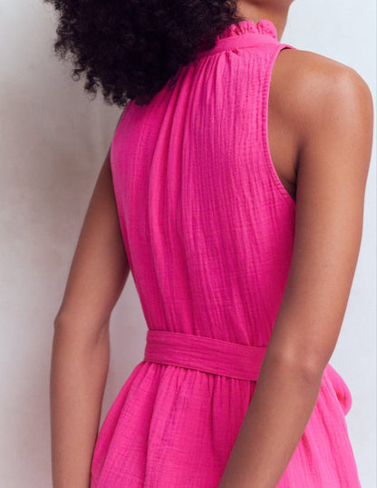 Pink Peony Vivienne Double Cloth Short Dress in Deep Wisteria