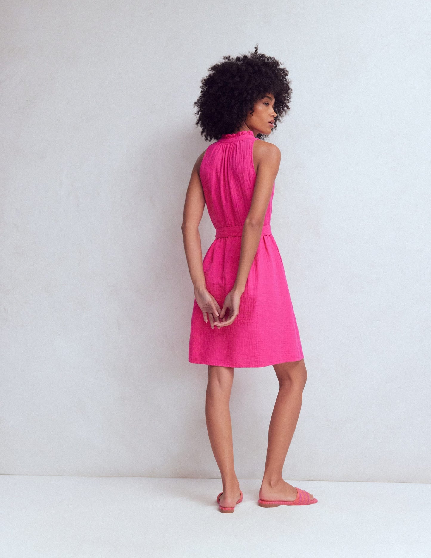 Pink Peony Vivienne Double Cloth Short Dress in Deep Wisteria
