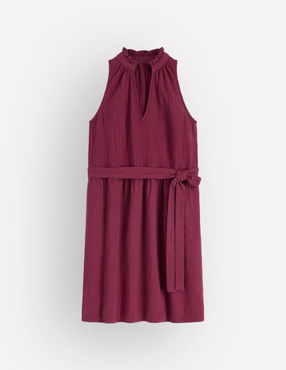 Deep Wisteria Vivienne Double Cloth Short Dress in Deep Wisteria