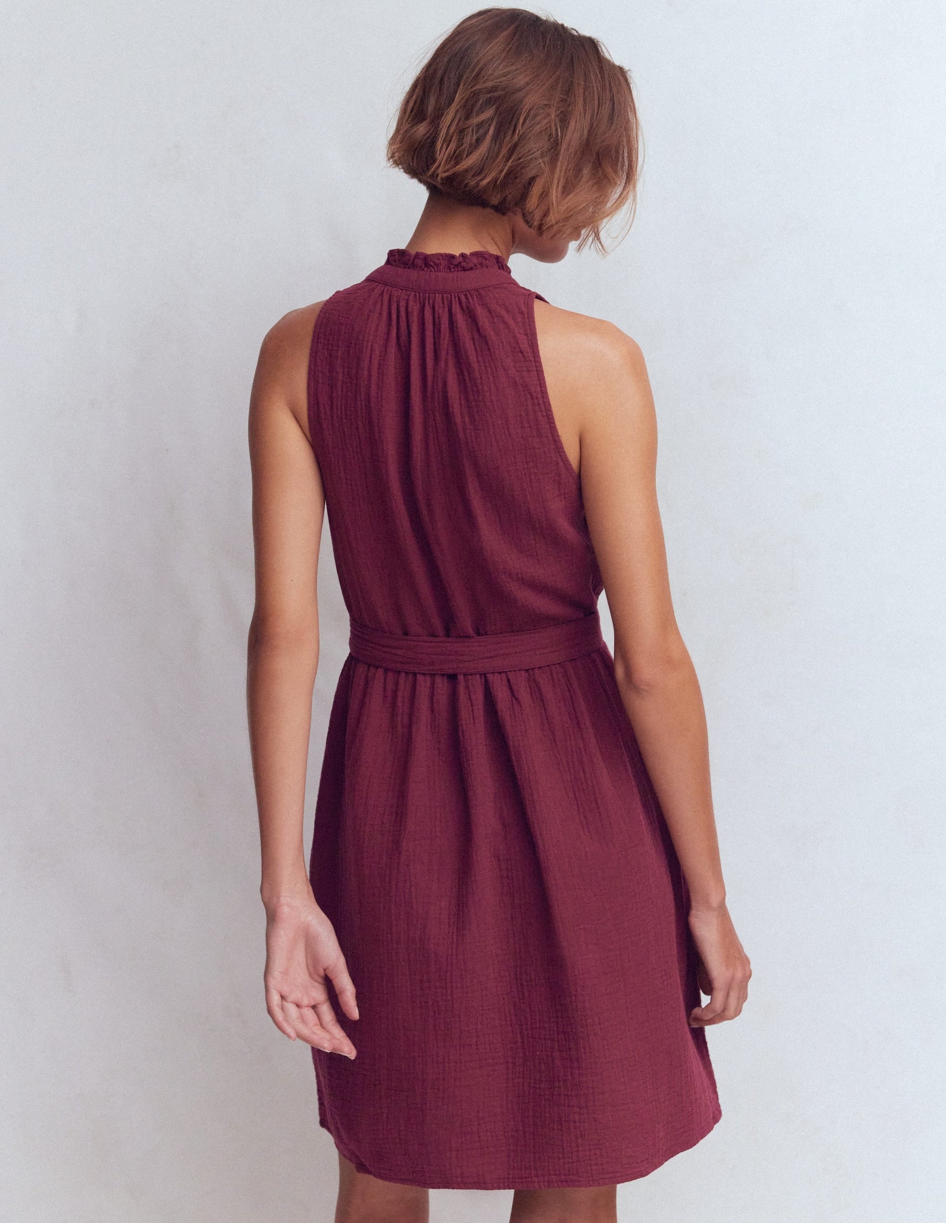 Deep Wisteria Vivienne Double Cloth Short Dress in Deep Wisteria