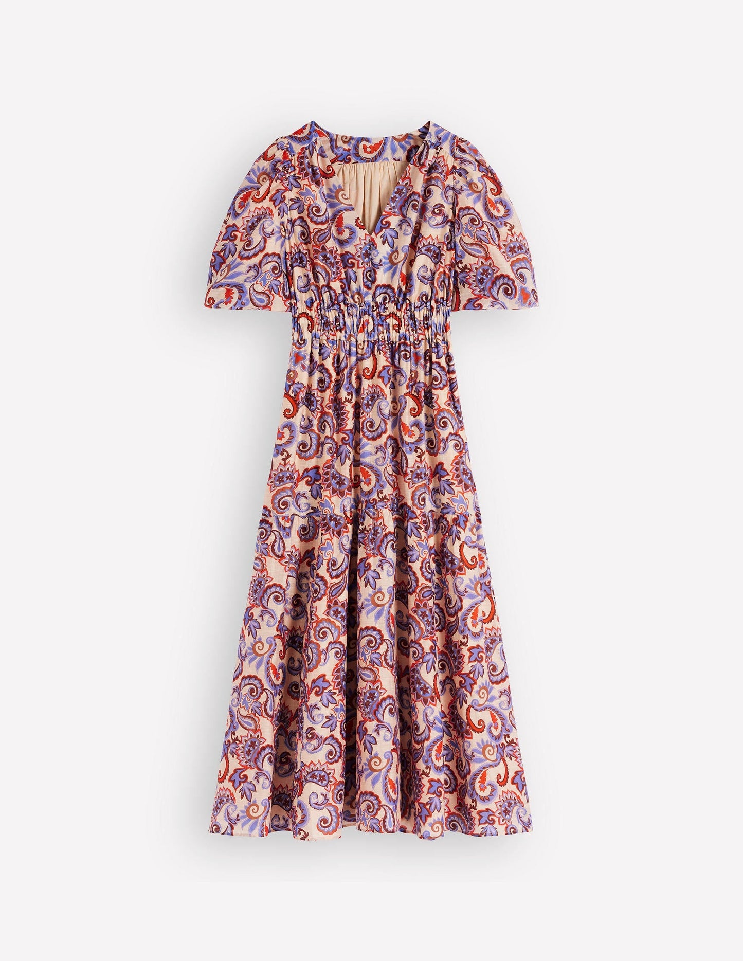 Almond Milk, Paisley Frenzy Irene Silk Charmeuse Occasion Dress