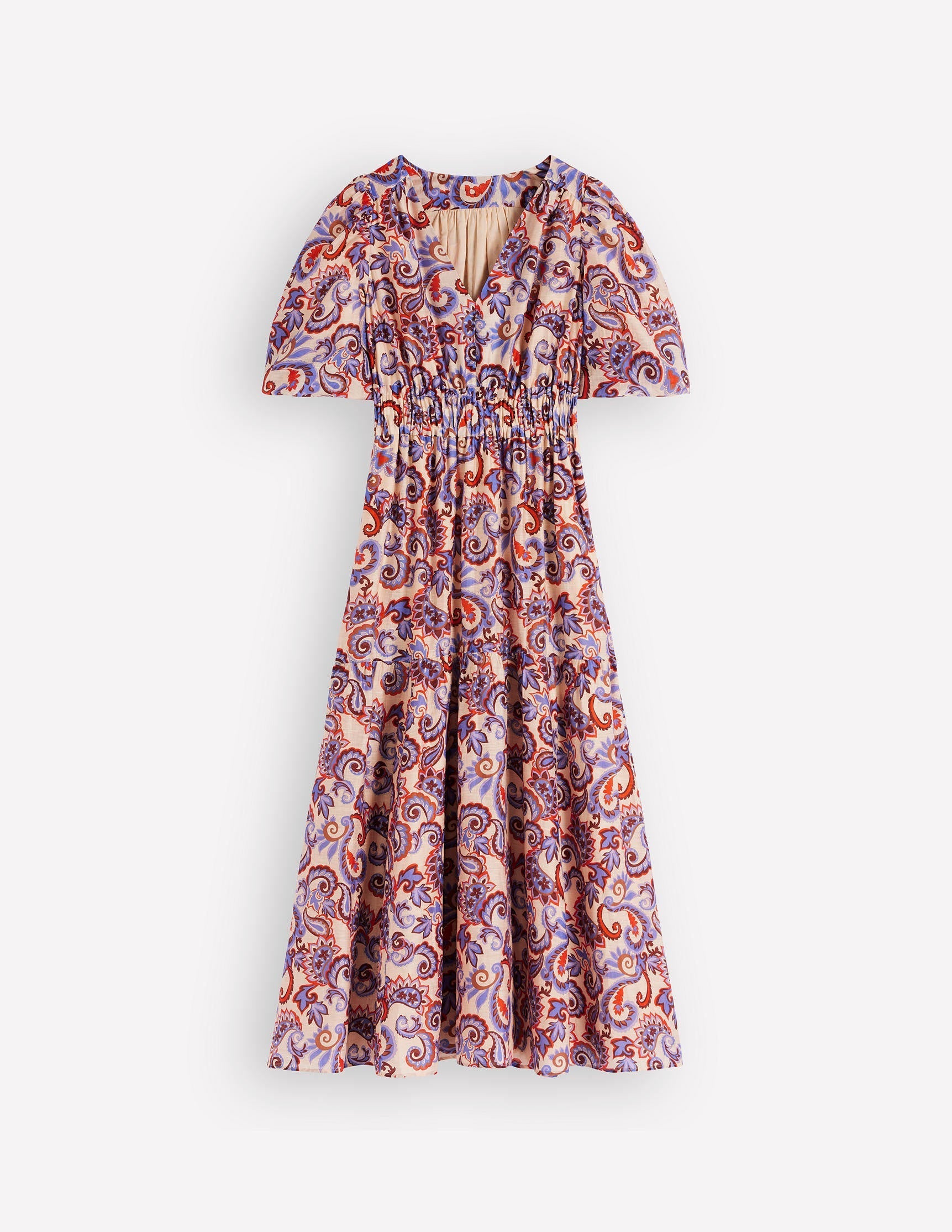 Almond Milk, Paisley Frenzy Irene Silk Charmeuse Occasion Dress