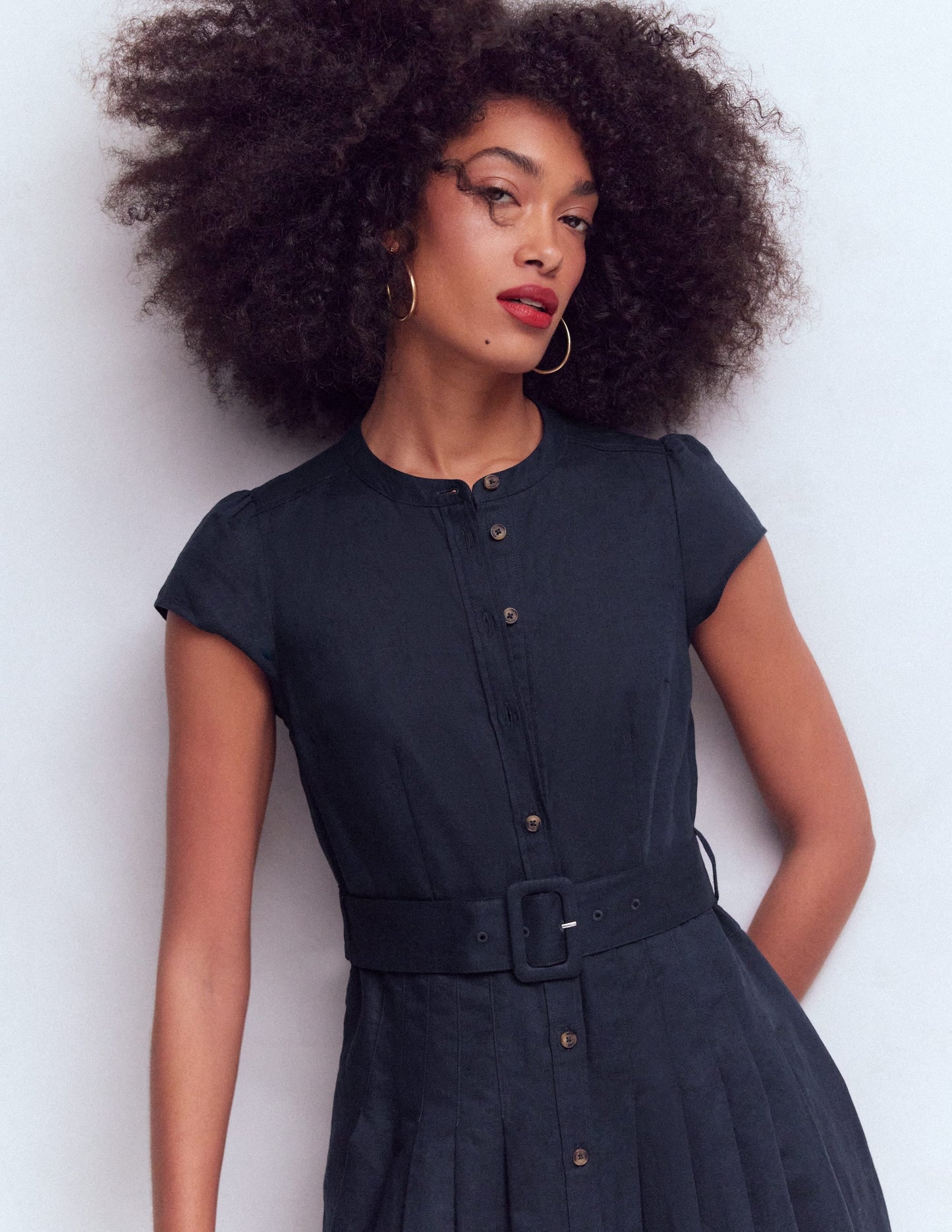 Navy Arabella Linen Blend Dress